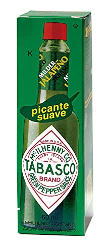 Tabasco - Verde, Salsa Picante Sabor Suave, Elaborada Con Chiles Jalapeños, Producto Típico Cocina Tex-mex, 60 Mililitro
