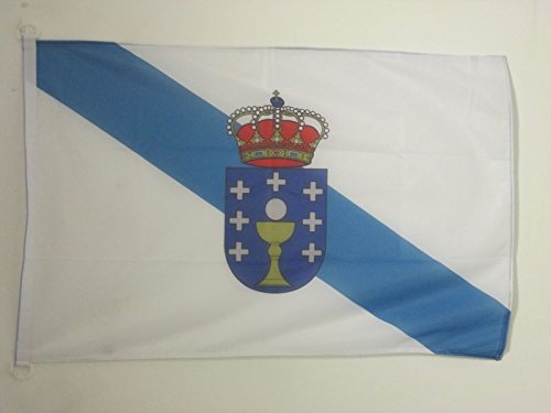 AZ FLAG Bandera de Galicia 90x60cm Uso Exterior - Bandera GALLEGA 60 x 90 cm Anillos