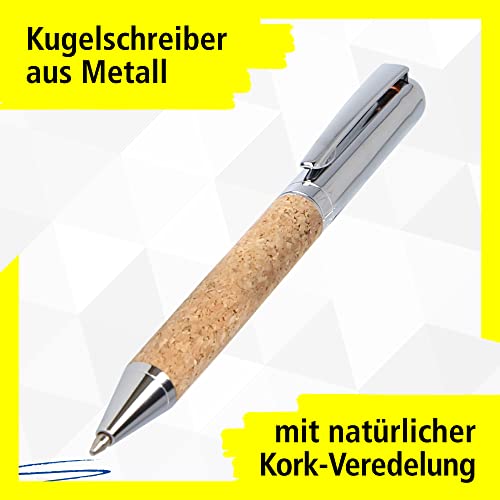 Online Bolígrafo de corcho, con acabado de corcho natural, incluye mina grande, color azul, indeleble, en caja de regalo de madera, 1 unidad (1 unidad)