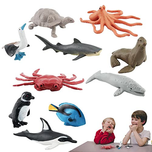 Renywosi Criaturas submarinas,Bajo el mar Juguetes para niños - Goody Bag Filler Animales Marinos Goma Blanda con pingüinos, pulpos, Tortugas, etc