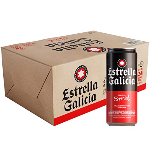 Estrella Galicia Especial - Cerveza Lager Especial, Pack de 24 Latas x 33 cl, Sabor Ligero y Amargo, Aroma a Lúpulo, 5,5% Volumen de Alcohol