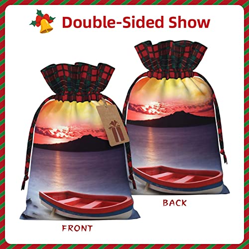 Bolsos rojos del regalo de la tela de la Navidad del barco de la pesca para los favores del partido, regalo del día de fiesta